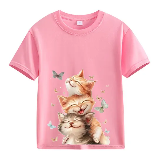【2Y-13Y】Smiling Kittens & Butterflies Toddler T-Shirt
