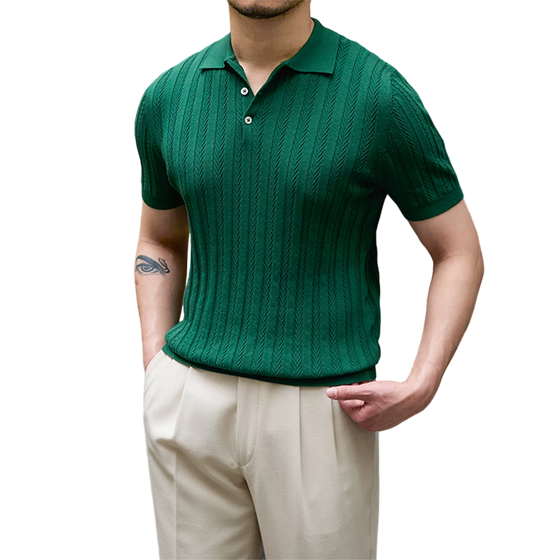 DANRRIO Lapel Polo Shirt|Casual Vintage Slim Fit Short Sleeve|Knit Shirt DANRRIO.COM DANRRIO