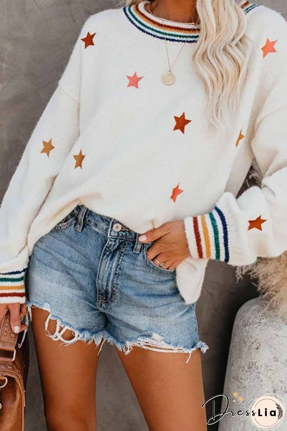 Fashion Loose Star Print Sweater