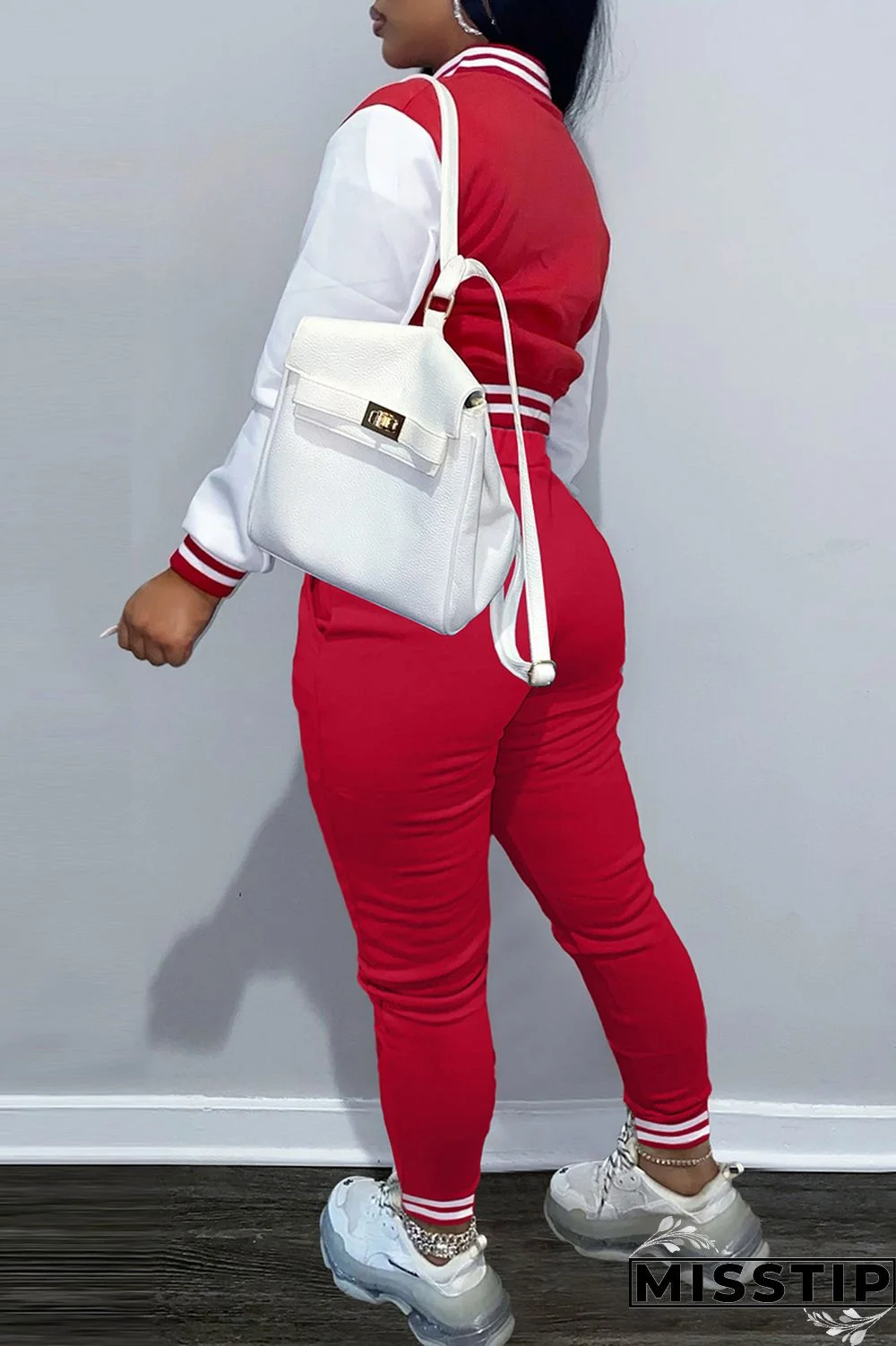 Coffee Fashion Casual Patchwork Letter Long Sleeve Two Pieces