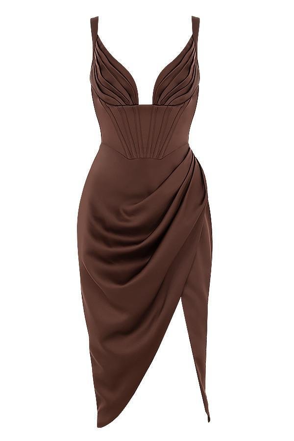 Sexy deep v-neck sling split dress-zachics