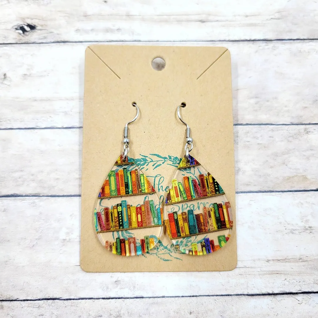 Acrylic Vintage Book Earrings For Women - Cute Teacher/Student Dangle Earrings, Hypoallergenic Gift - View #9