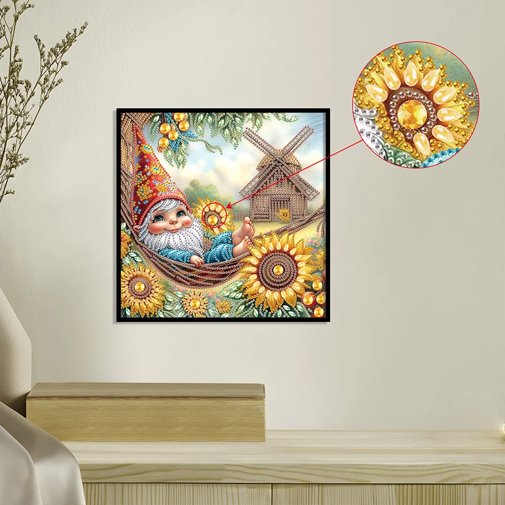 Diamond Painting - Partial Special Shaped Drill - Sunflower Gnome(Canvas|30*30cm)