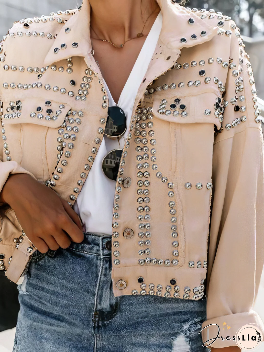 Street Fighter Motorcycle Washed Denim Rivet Jacket