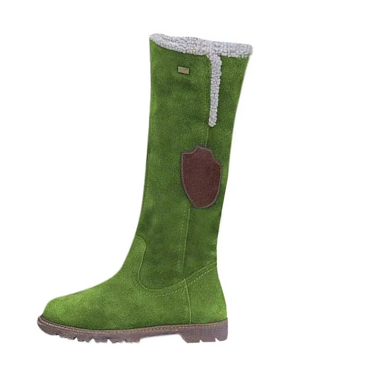 Coachella Festival Boots Winter Long Tube Side Zipper Large Size Low Heel Snow Boots