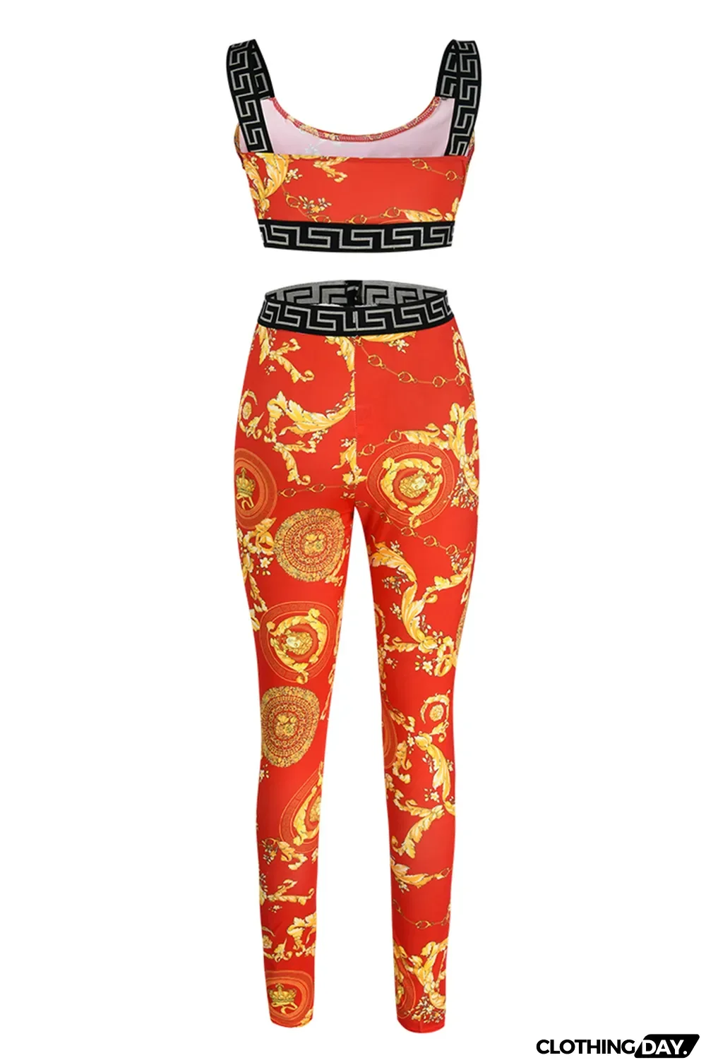 Black Fashion Casual Print Patchwork Backless O Neck Sleeveless Two Pieces