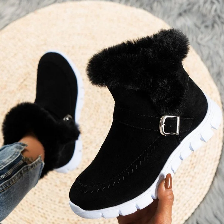 🔥Women's Martin boots winter thickened solid color plus velvet warm snow cotton shoes