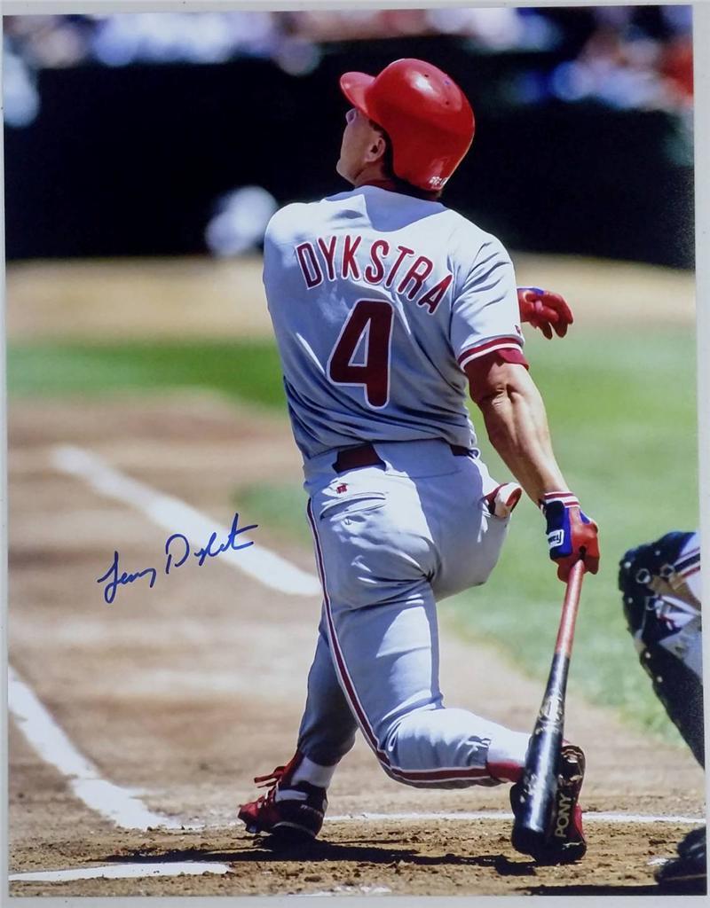 LENNY DYKSTRA SIGNED 11x14 Photo Poster painting Philadelphia Phillies (B)