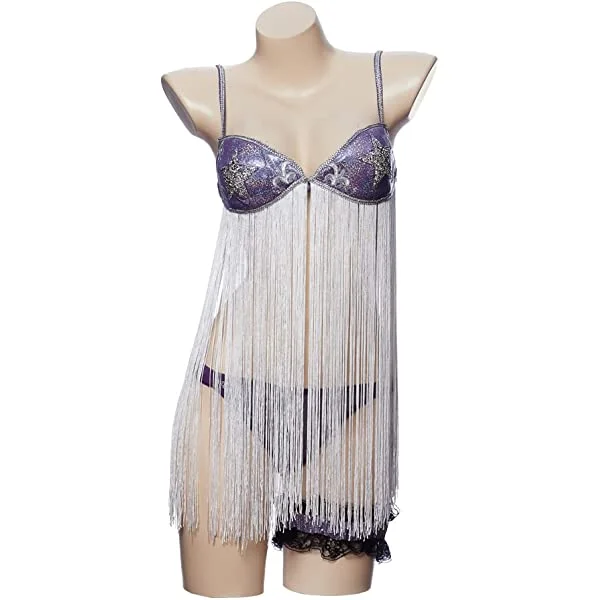 Movie Closer Alice Cosplay Costume Stripper Dress Outfit Sexy Tassel Top Bra Lingerie