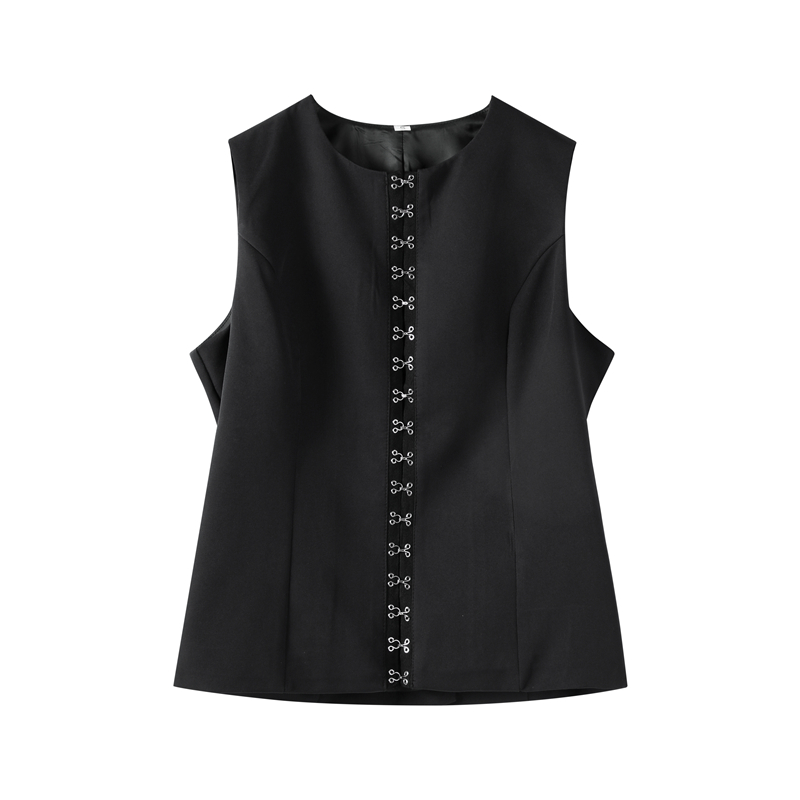 Standawon costume ideas women Women's Vest Trousers Suits Fashion Metal Buttons Square Neck Sleeveless Female Waistcoat Sets High Waist Straight Pants Outfits