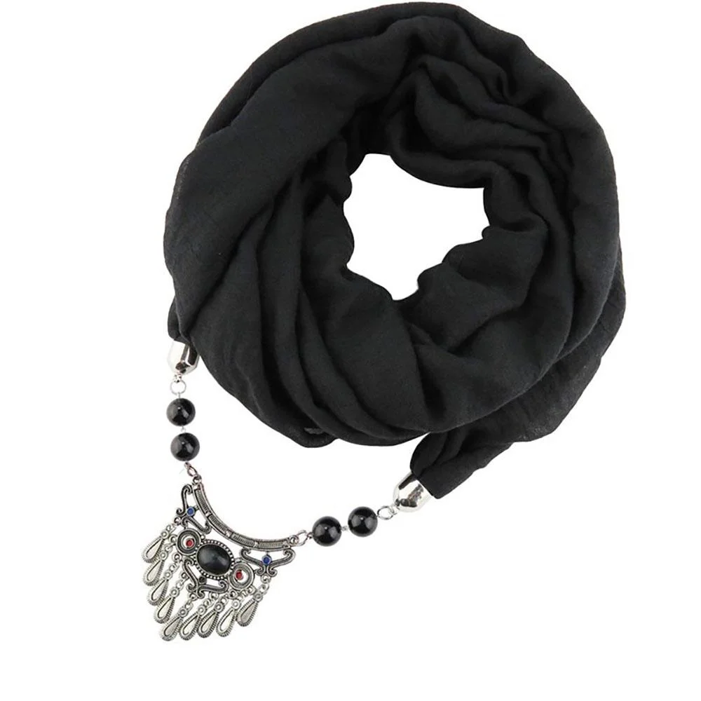 Summer Chiffon Scarf with Bohemian Necklace