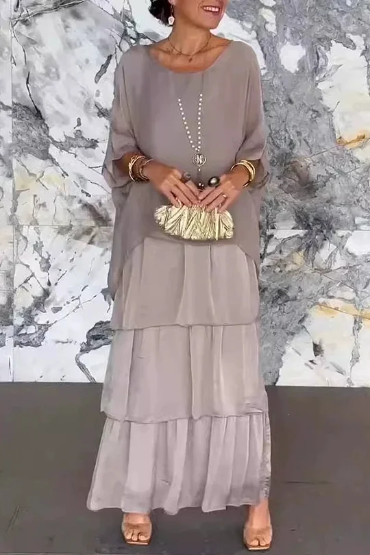 casual grey dresses Sleeveless grey dress with pockets| Nuichan maxi dresses XL-XL2