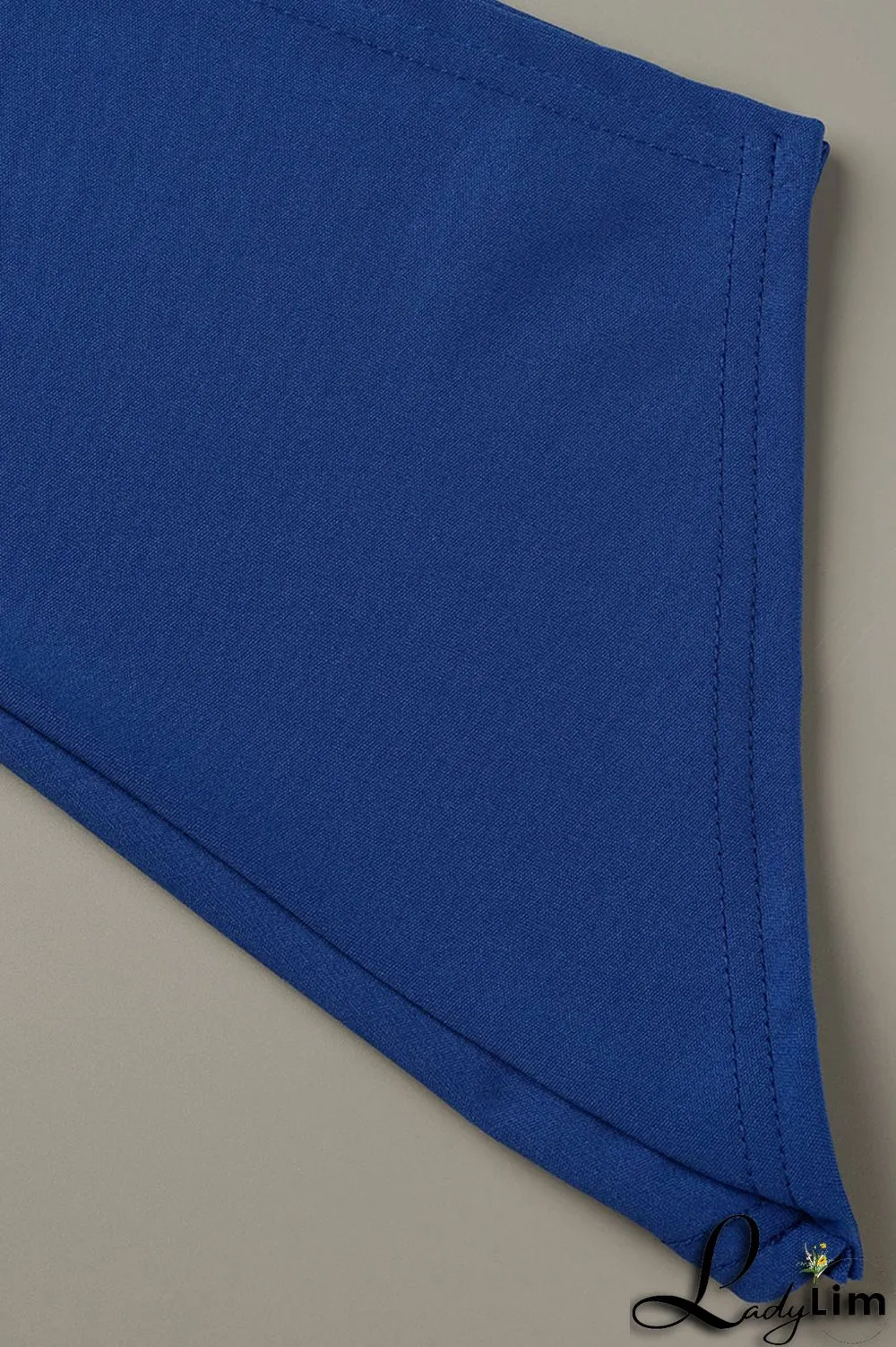 Blue Fashion Casual Solid Bandage Slit V Neck Regular Jumpsuits