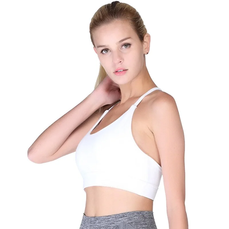 SVOKOR Beauty Cross Back Sports Bras Women Shockproof Running Underwear Without Steel Ring Solid Workout Vest Gym Clothes Nylon