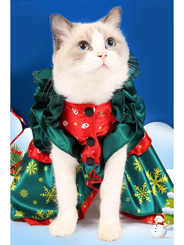 Cat Christmas Costume Snowflake Pet Costume-elleschic