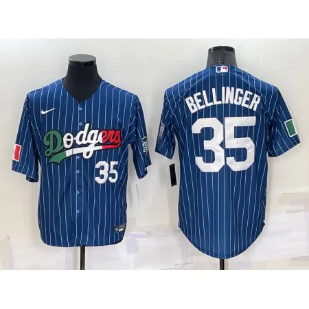 Men's Los Angeles Dodgers #35 Cody Bellinger Navy Mexico World Series Cool Base Stitched Baseball Jersey J2SD