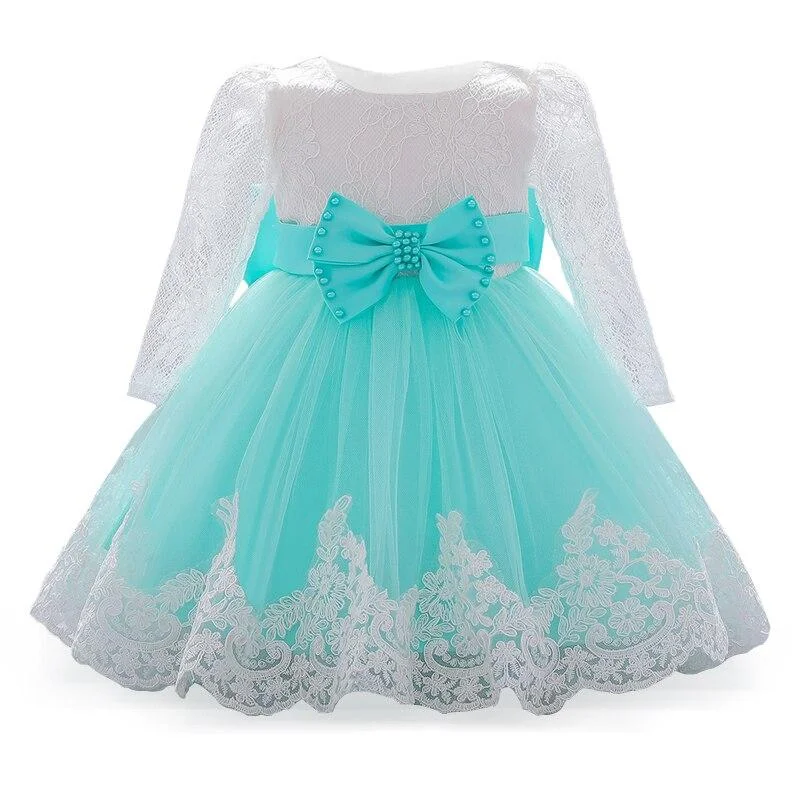 2021 Newborn Big Bow First Birthday Dress For Baby Girl Clothes Dress Long Sleeve Princess Dresses Party Ball Gown 3 12 24 Month