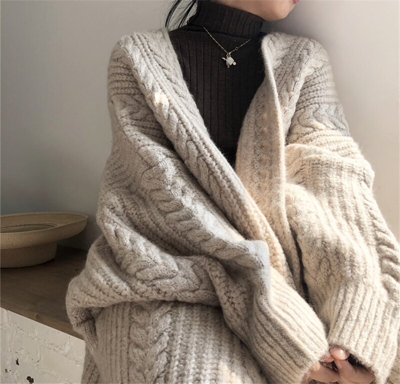 NEW Women Korean Casual Long Sweater Cardigan Soft Comfortable Solid Free Size Loose Long Sleeve Female Bat Sleeve Knitted