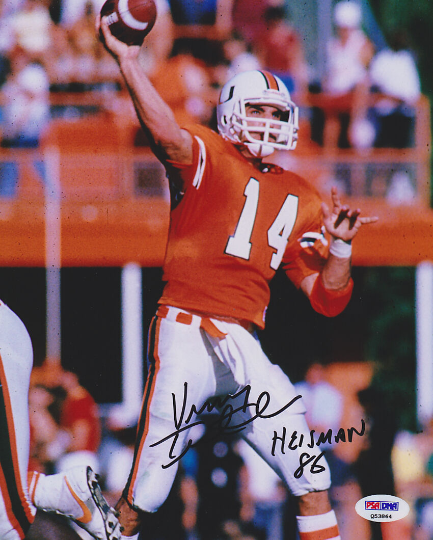 Vinny Testaverde SIGNED 8x10 Photo Poster painting + Heisman 86 U of Miami PSA/DNA AUTOGRAPHED