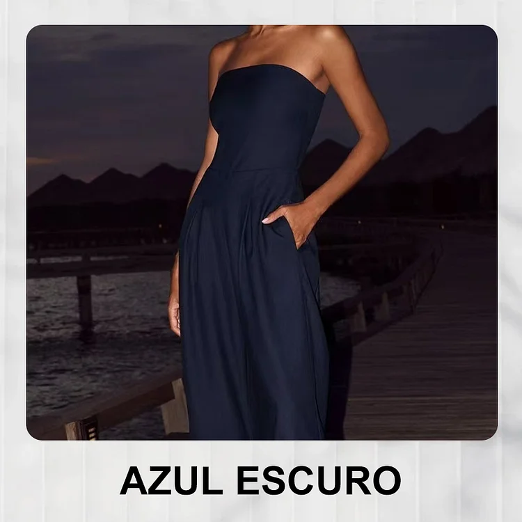 Macacão Sem Alças Feminino com Bolsos
