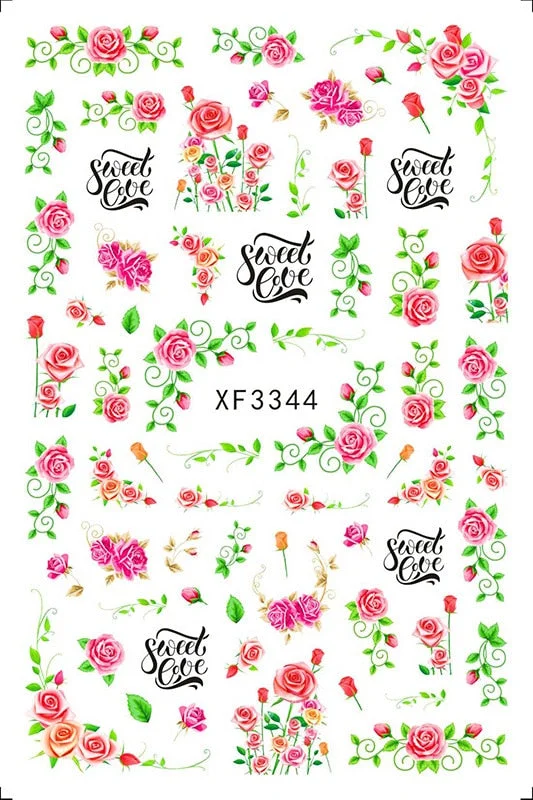 3D Nail Sticker Flowers Leaves Abstract Floral Decals And Sticker Nail Foils Slider Nail Art Decals Manicure Nails Accesories-Nail Inspo