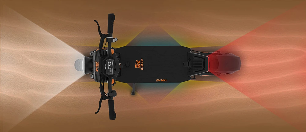 KuKirin G4 Max 越野电动滑板车，2*1600W 无刷轮毂电机，12 英寸越野充气轮胎，60V 35.2Ah 电池，最大续航里程 95 公里，最高时速 86 公里/小时，前后活塞油压刹车，IP54 防水