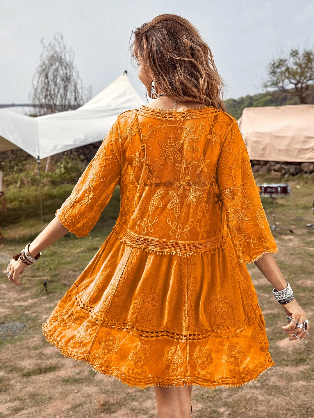 B2prity Women's Contrast Lace Bathing Suit Cover Up V-Neck Swimsuit Coverups Loose Swimwear Beach Dress Beachwear