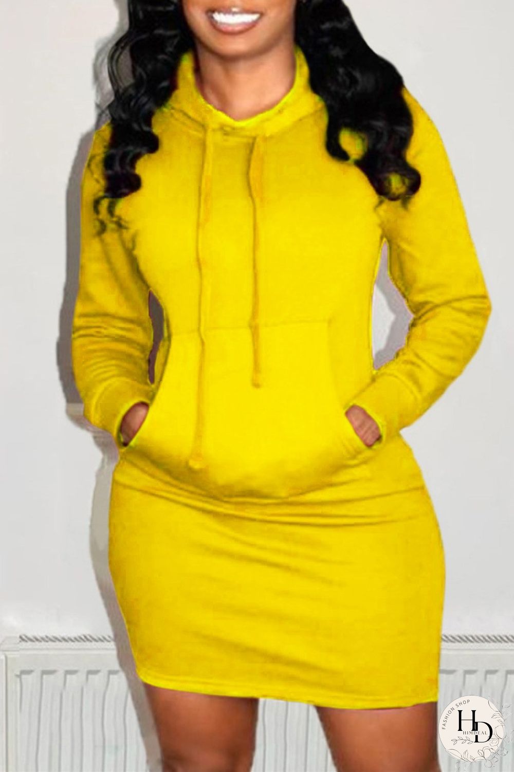 Black Fashion Casual Solid Patchwork Hooded Collar Long Sleeve Dresses