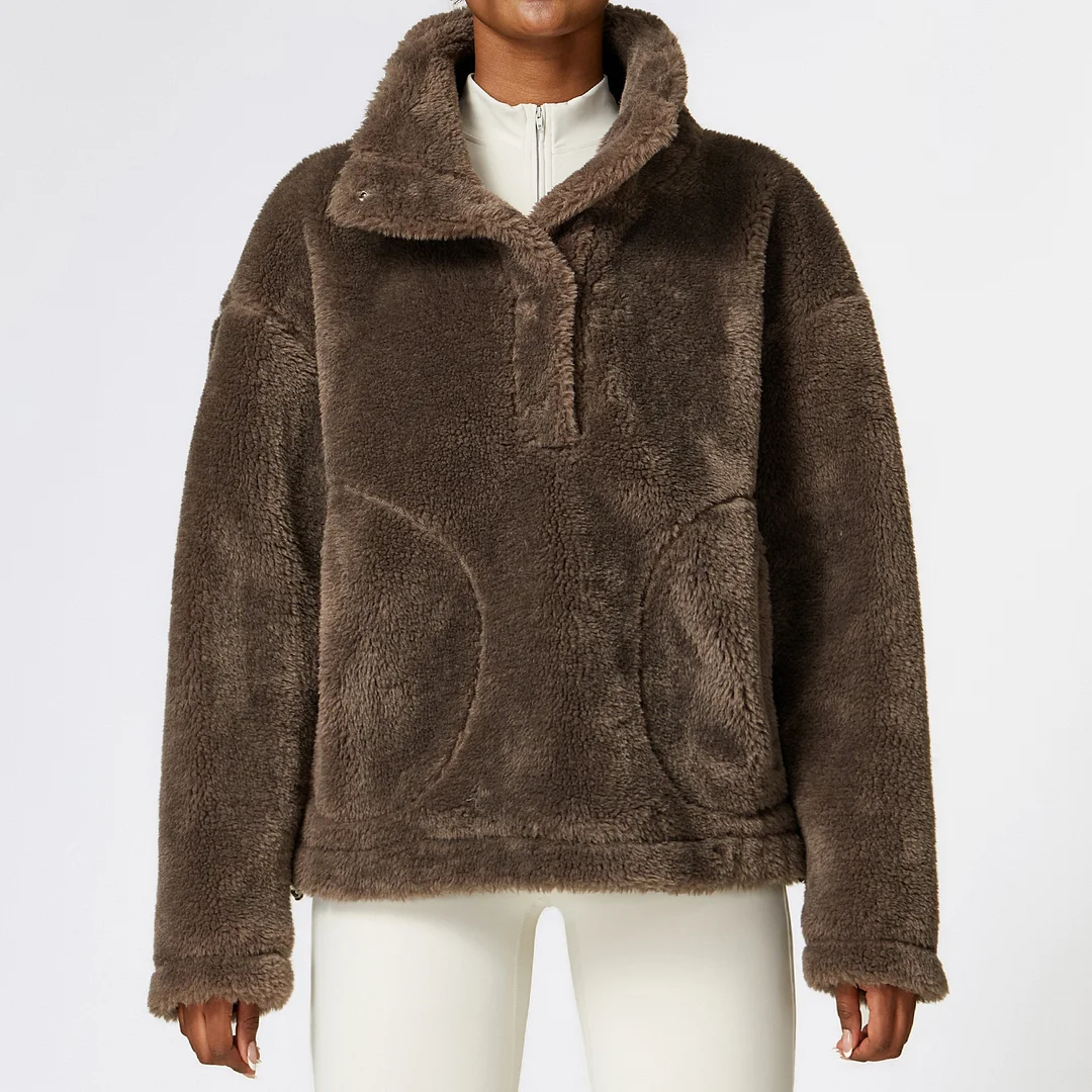 PASUXI Hot Selling Outdoor Sports Long Sleeved Ladies Fall Winter Loose Jacket Women Thicken Fleece Warm Casual Zipper Jacket