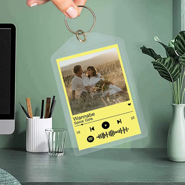 Personalized Photo Spotify Code Keychain Scannable Music Keychain Yellow
