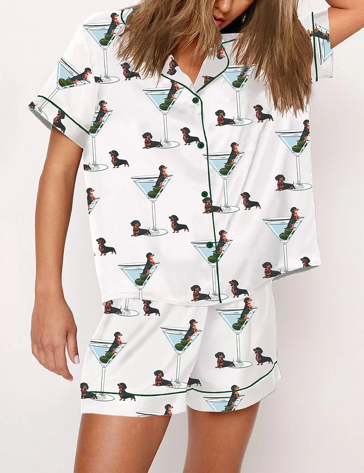 Women's Cocktail Weenies Funny Dachshund Pajama Set