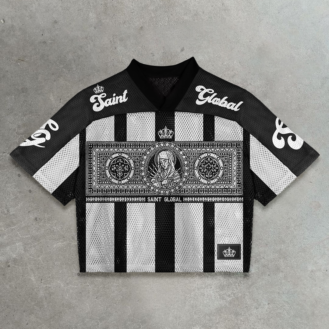 Saints casual street retro mesh stitching jersey