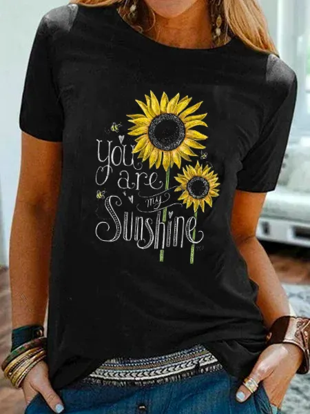 Crew Neck Floral Vintage T-shirt