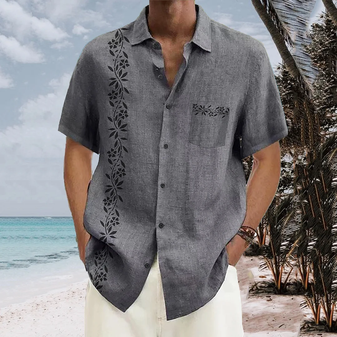 Hawaiian Beach Floral Print Short Sleeve Shirt