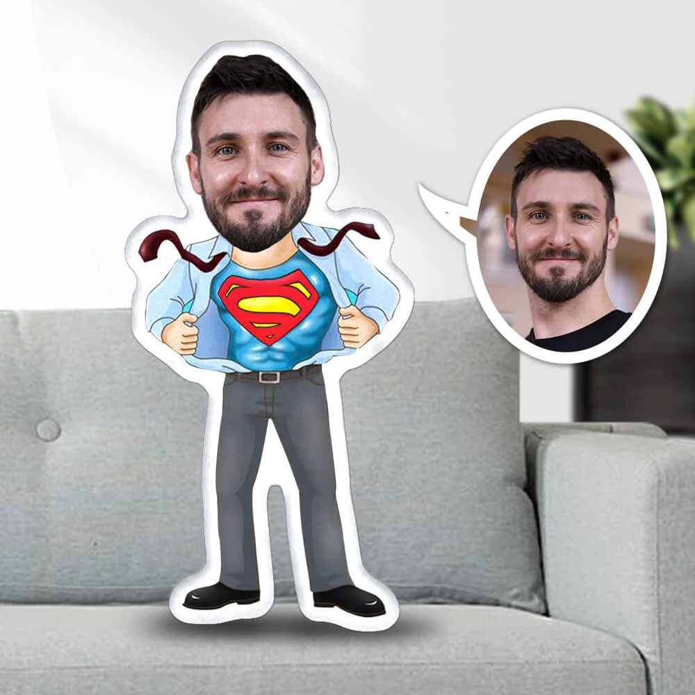 Father's Day Gifts, Custom Pillow Face Body Pillow Personalized Office Super Man Pillow Gift Pillow Toy Throw Pillow MiniMe Pillow Dolls and For Father
