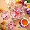 6Pcs/set Diamond Painting Wooden Flower Coaster Cup Cushion With Holder