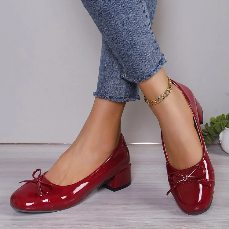 Yyvonne Leather Square With Fashion Single-Shoe Women's Shoes 2025 New Low-Heeled Light Bow Single Shoes Small Leather Shoes