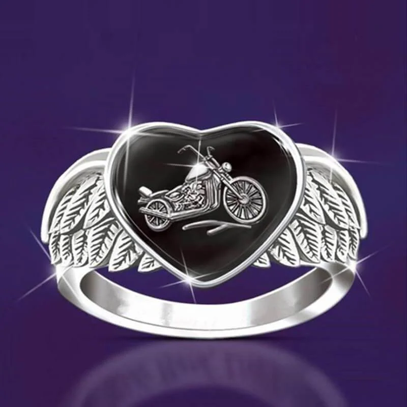 VigorDaily Heart Wings Motorcycle Ring