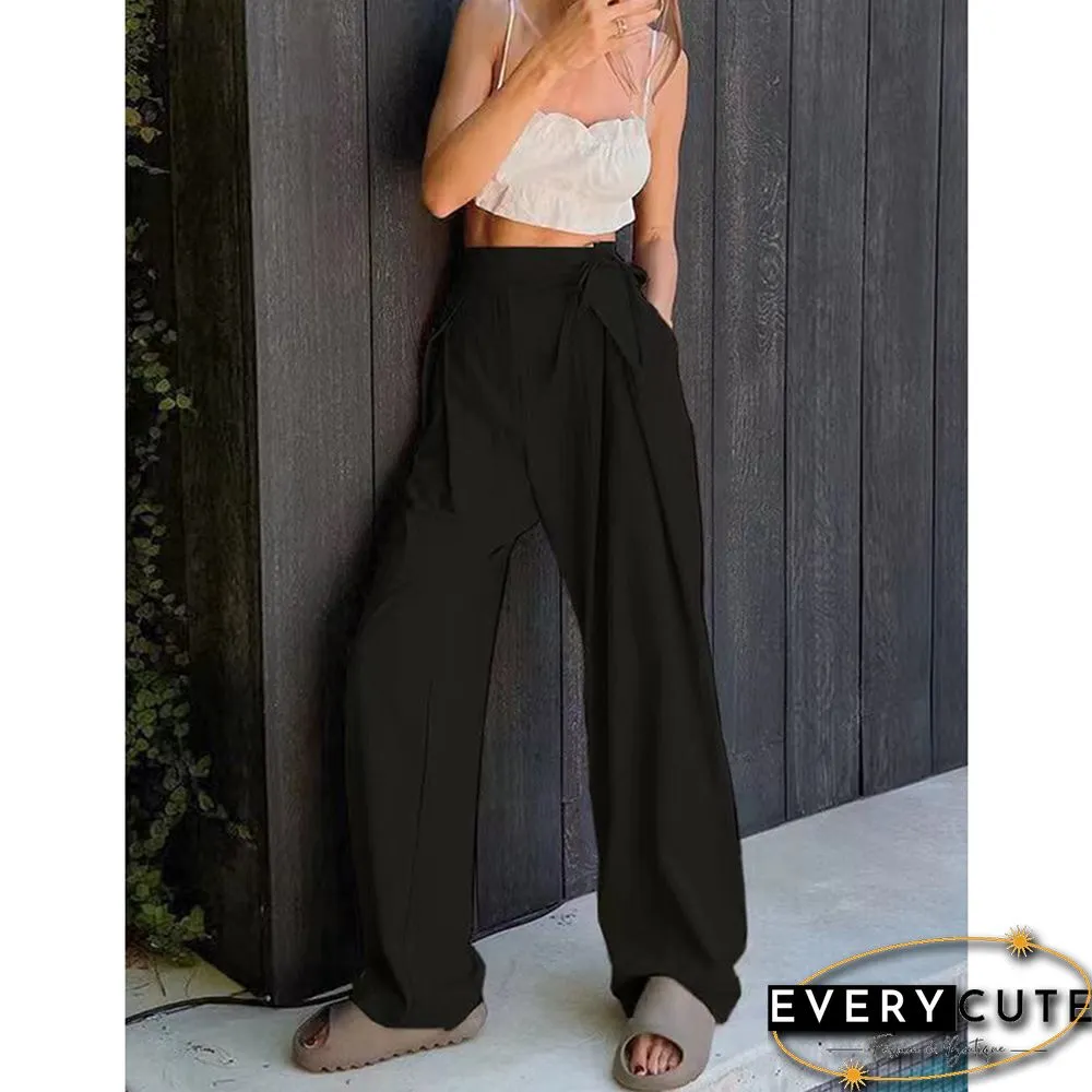 Black High Waist Pocket Wide Leg Pants