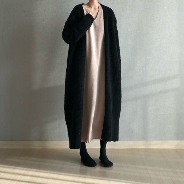Oversize Winter Sweater  Women Cardigan Long Sleeve Long Tops Autumn Female Elegant Knitted Outerwear Sweater Warm plus size