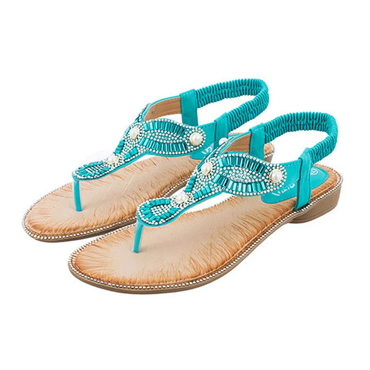 Vanccy Ethnic Chain Pearl Sandals QueenFunky