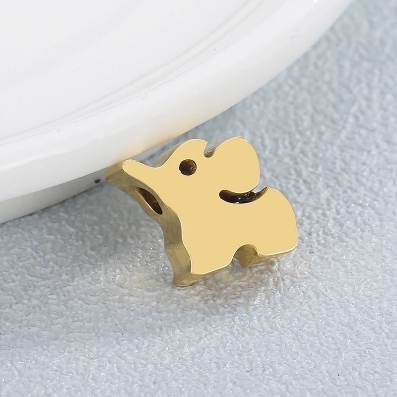 1 Piece 12 * 8mm Stainless Steel 18K Gold Plated Elephant Spacer Bars