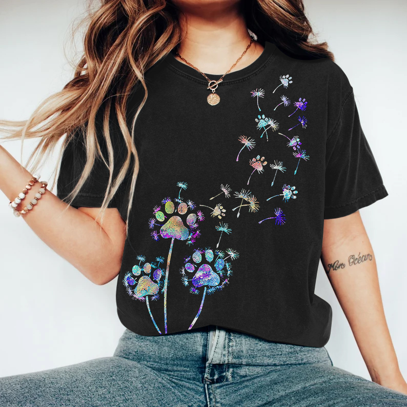 Puppy Paw Pattern Casual T-Shirt wearshes