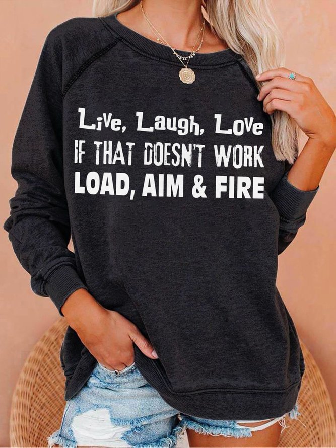 Womens Live Laugh Love Casual Crew Neck Sweatshirt