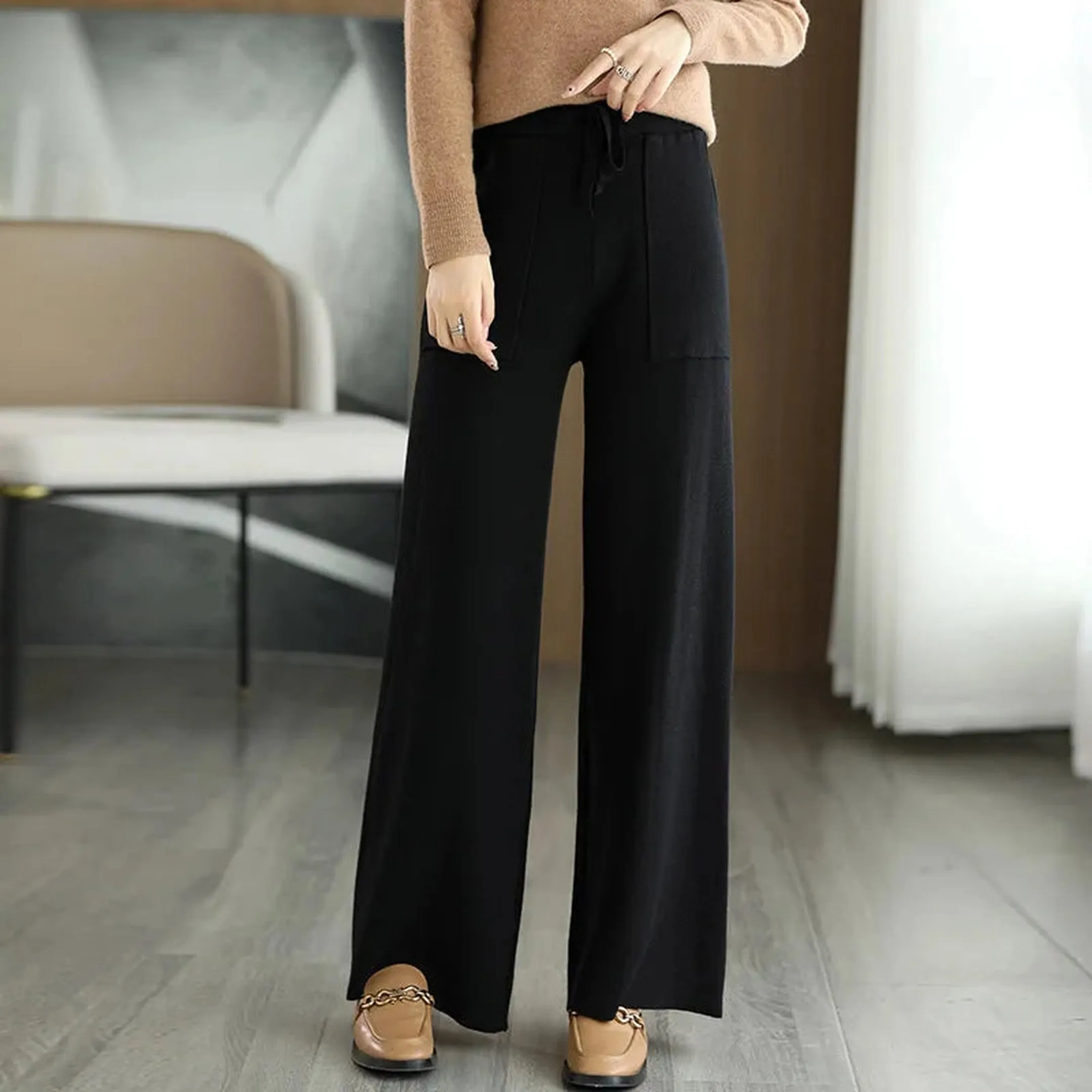 Women's Merino Wool Lounge Trousers &ndash; Soft Knit Office to Home