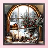 (Stamped/Counted) Christmas Snow Scene By Window-11CT Cross Stitch 45*45cm/17.72*17.72in