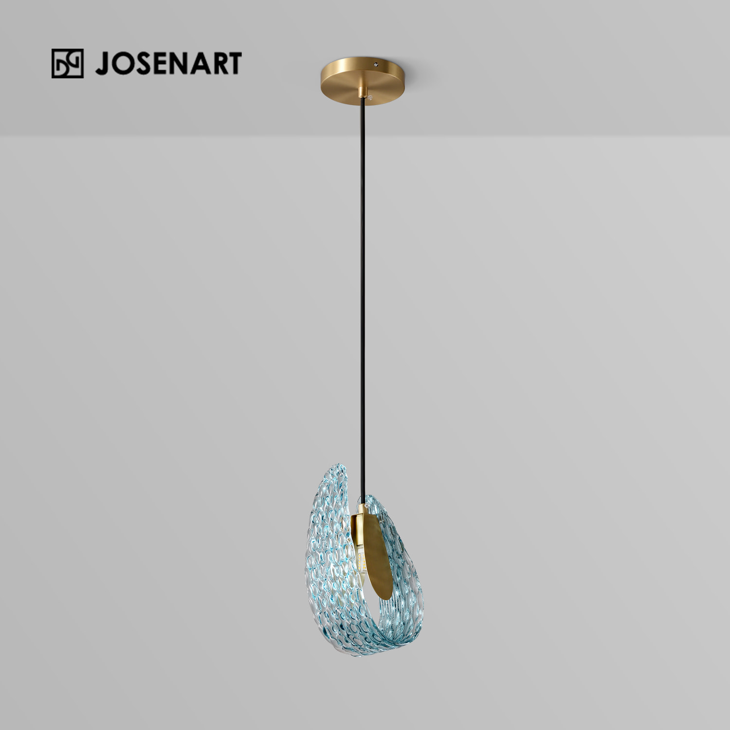 Glimmer Blue Glass Flower Pendant Light JOSENART Josenart
