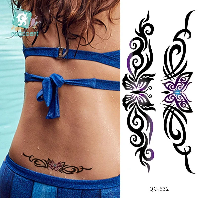Rocooart 1pcs Hot Red lotus flower Water Transfer Tattoo Stickers Back Waist Women Art Temporary Tattoo Girl Sexy Flash Tatoos