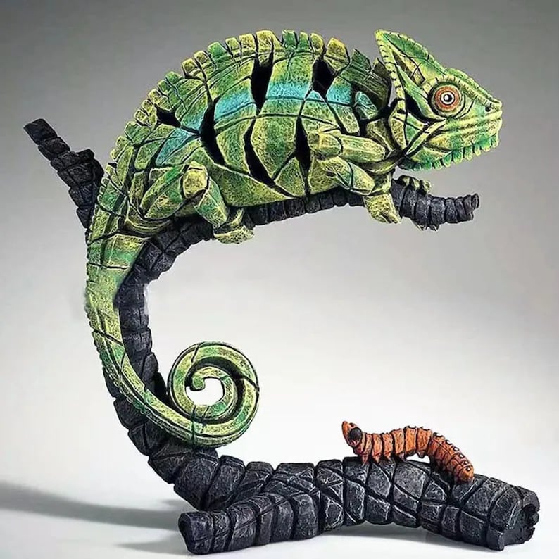 Contemporary Wooden African Animal Sculpture for Home Decor  Chameleon