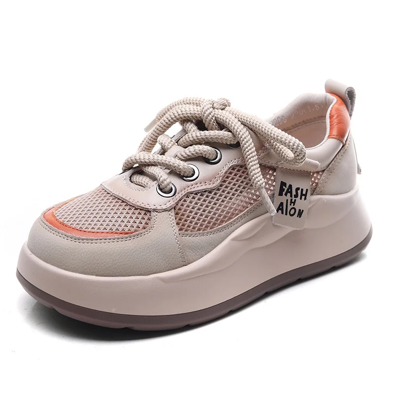 Yyvonne Summer Thin Mesh Shoes Women's Spring And Autumn New Catchable Loose Pastry Bottom Mesh Casual Board Shoes